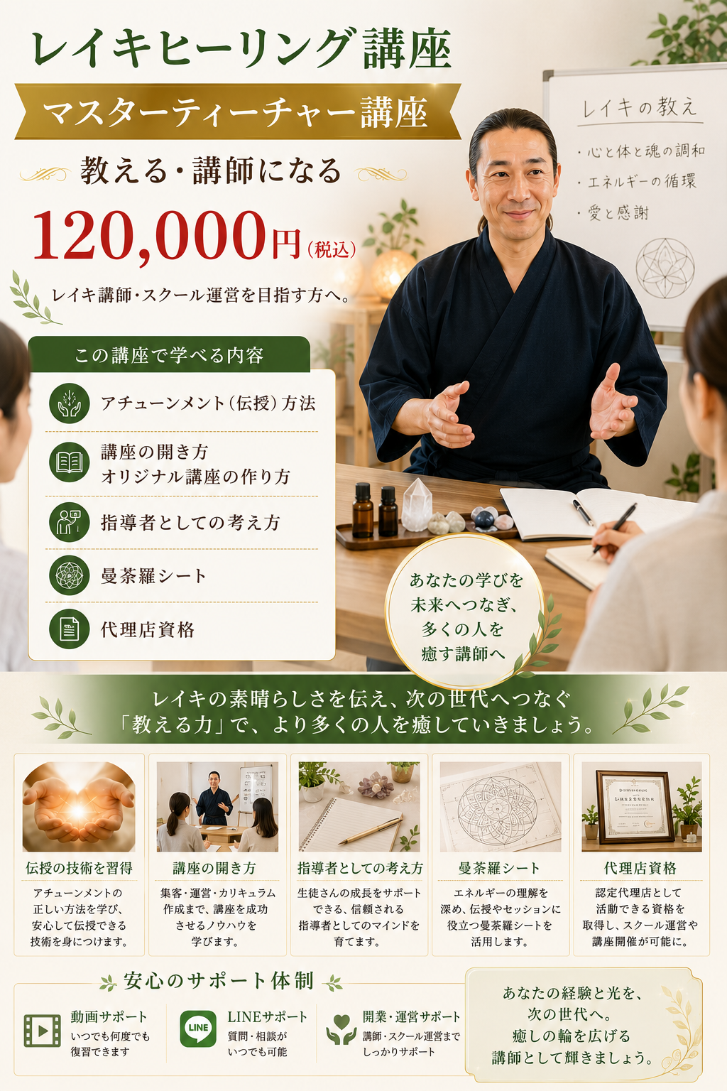レイキマスターティーチャー講座｜レイキ講師育成・アチューンメント伝授・スクール運営を学ぶ講座 湘南自然療法院
