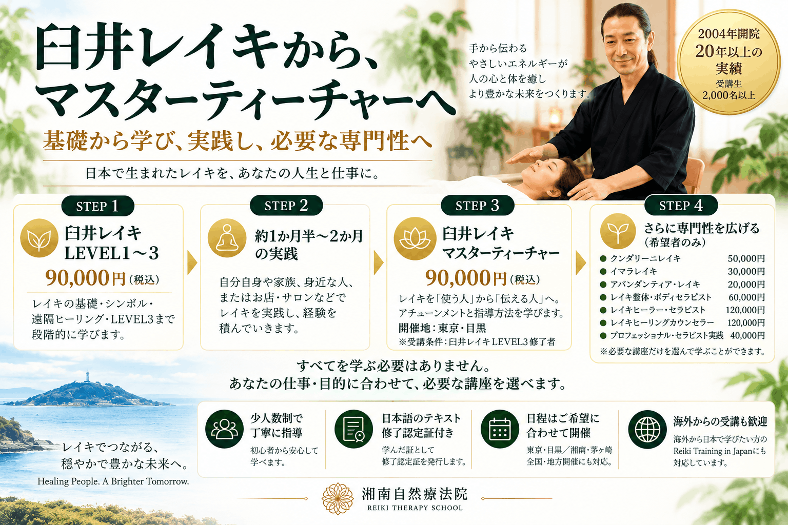 臼井レイキLEVEL1〜3からマスターティーチャーを目指すレイキ講座｜湘南自然療法院